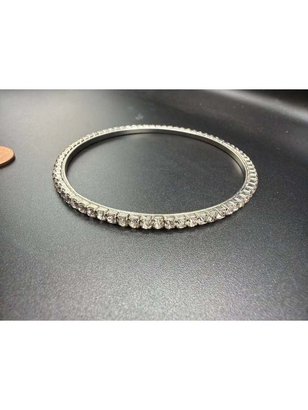 Silver-Tone Rhinestone Bangle Bracelet